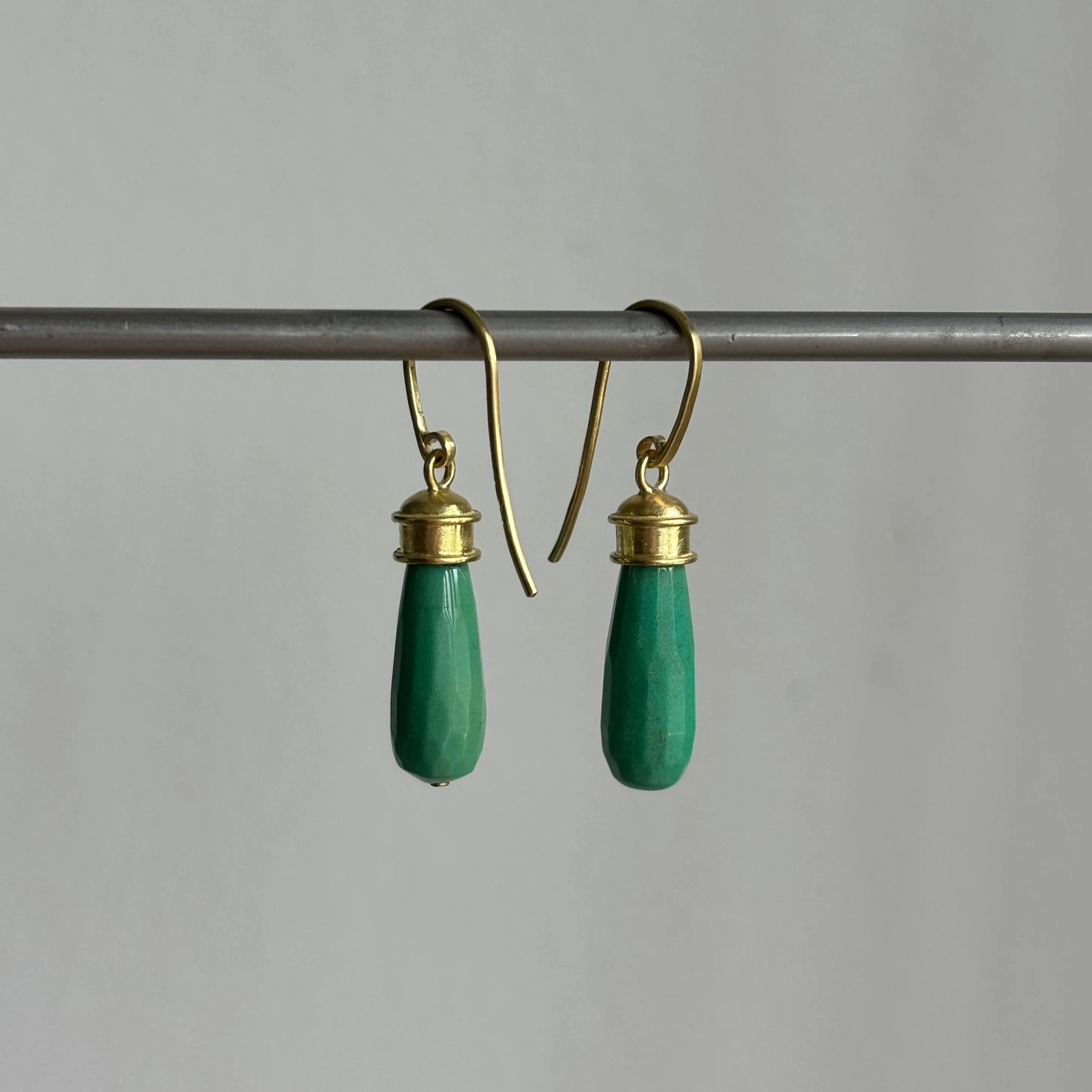 Dark Green Chrysoprase Drop Earrings