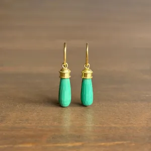 Dark Green Chrysoprase Drop Earrings