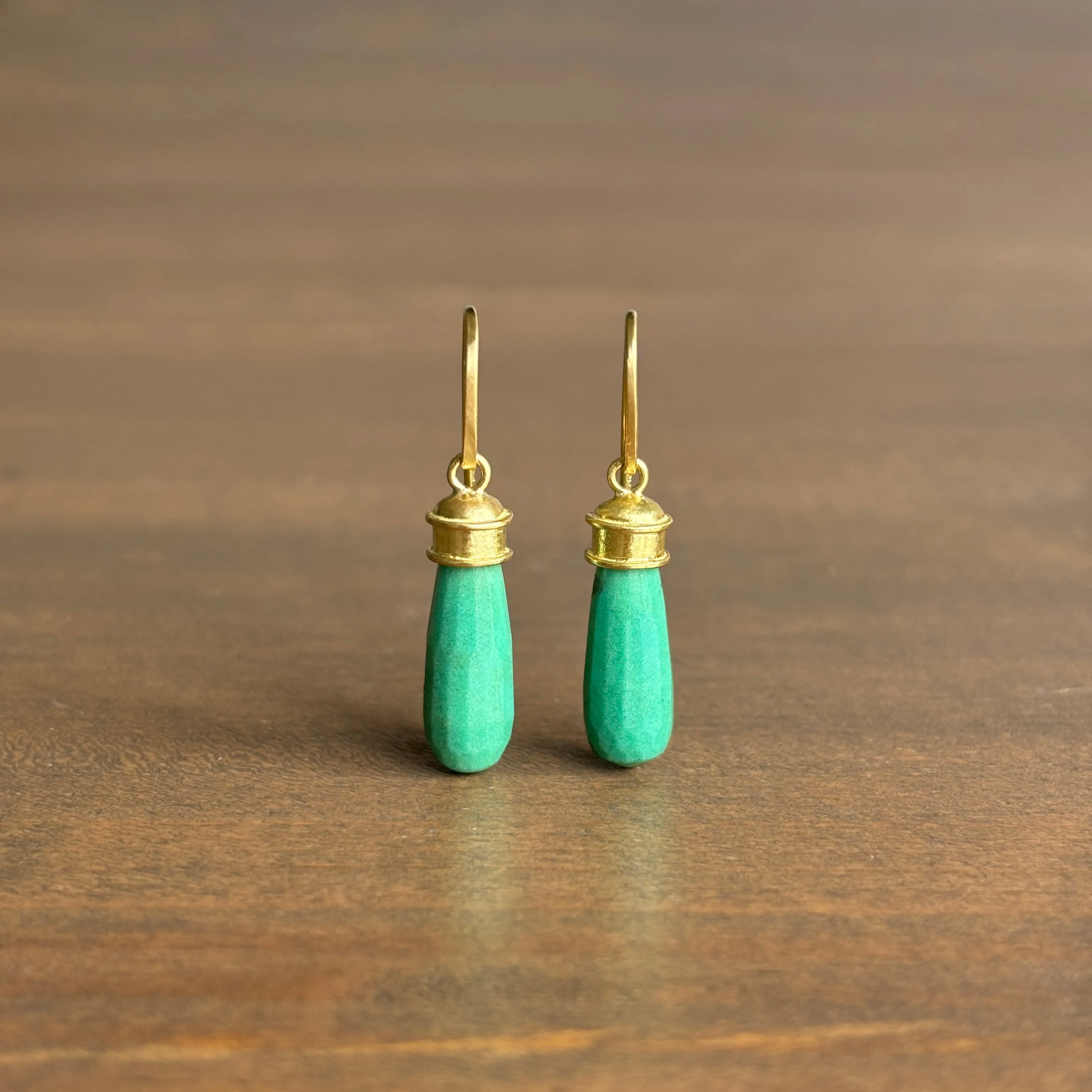 Dark Green Chrysoprase Drop Earrings