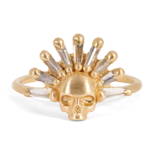 Diamond Ixchel Skull Ring - Size 7 - 11139