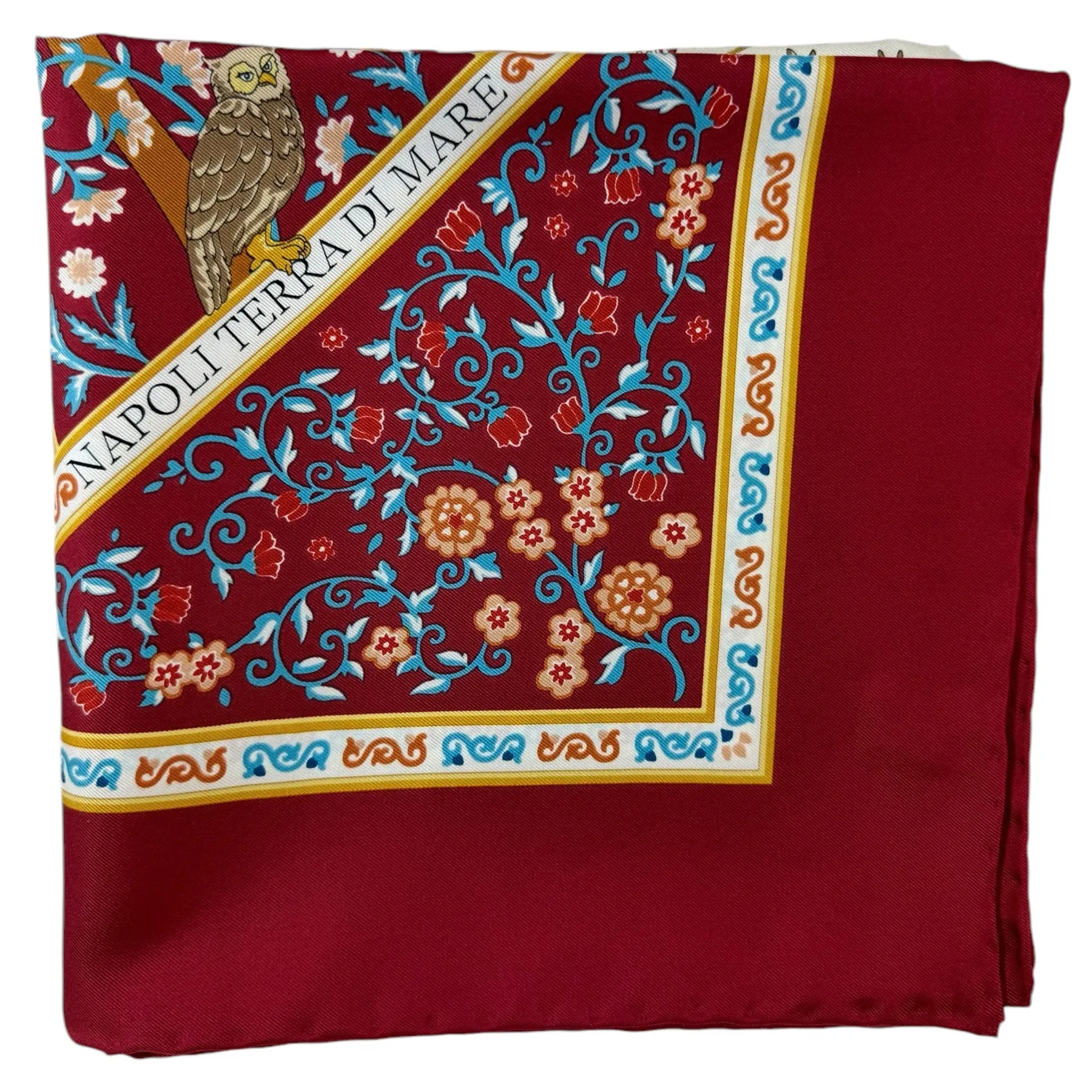 E. Marinella Scarf Bordeaux Terra Di Mare - Twill Silk Square Foulard