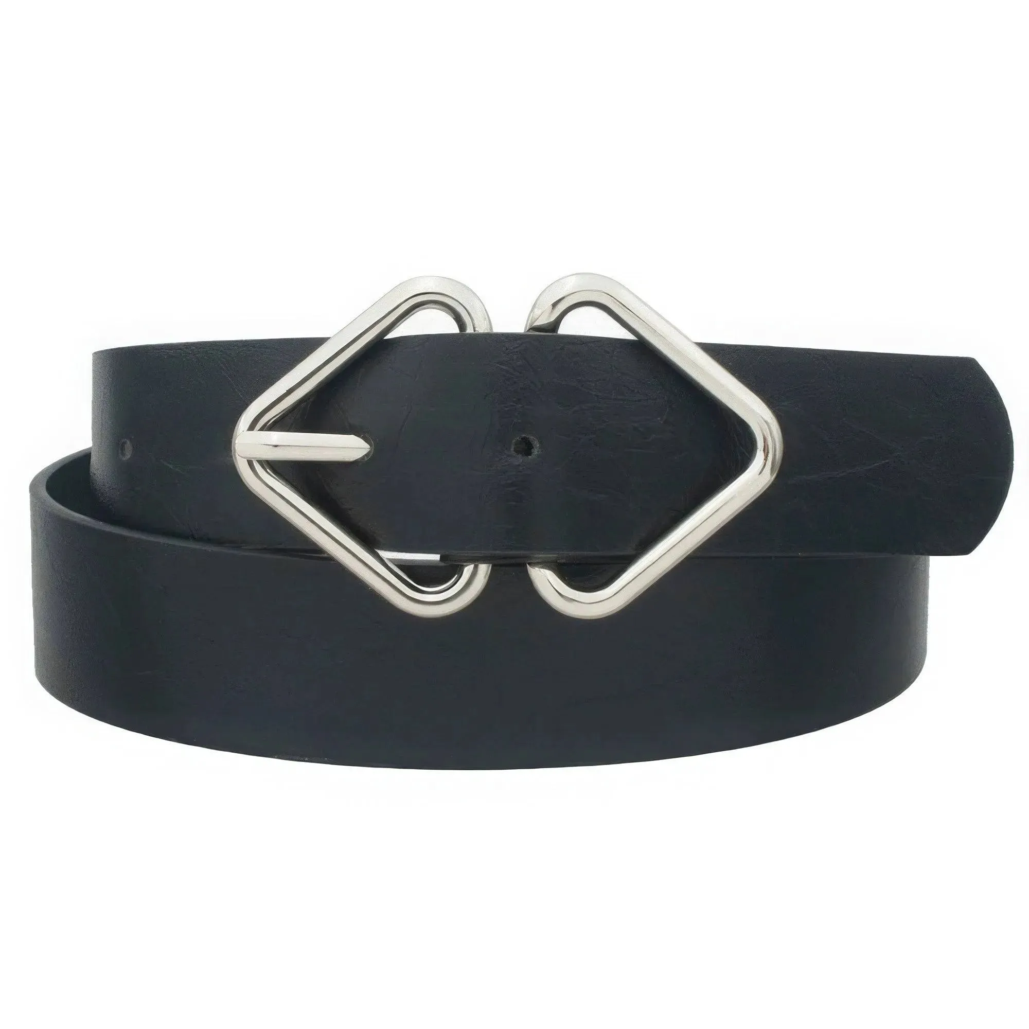 Edgy Mirrored Triangle Cracked PU Buckle Belt