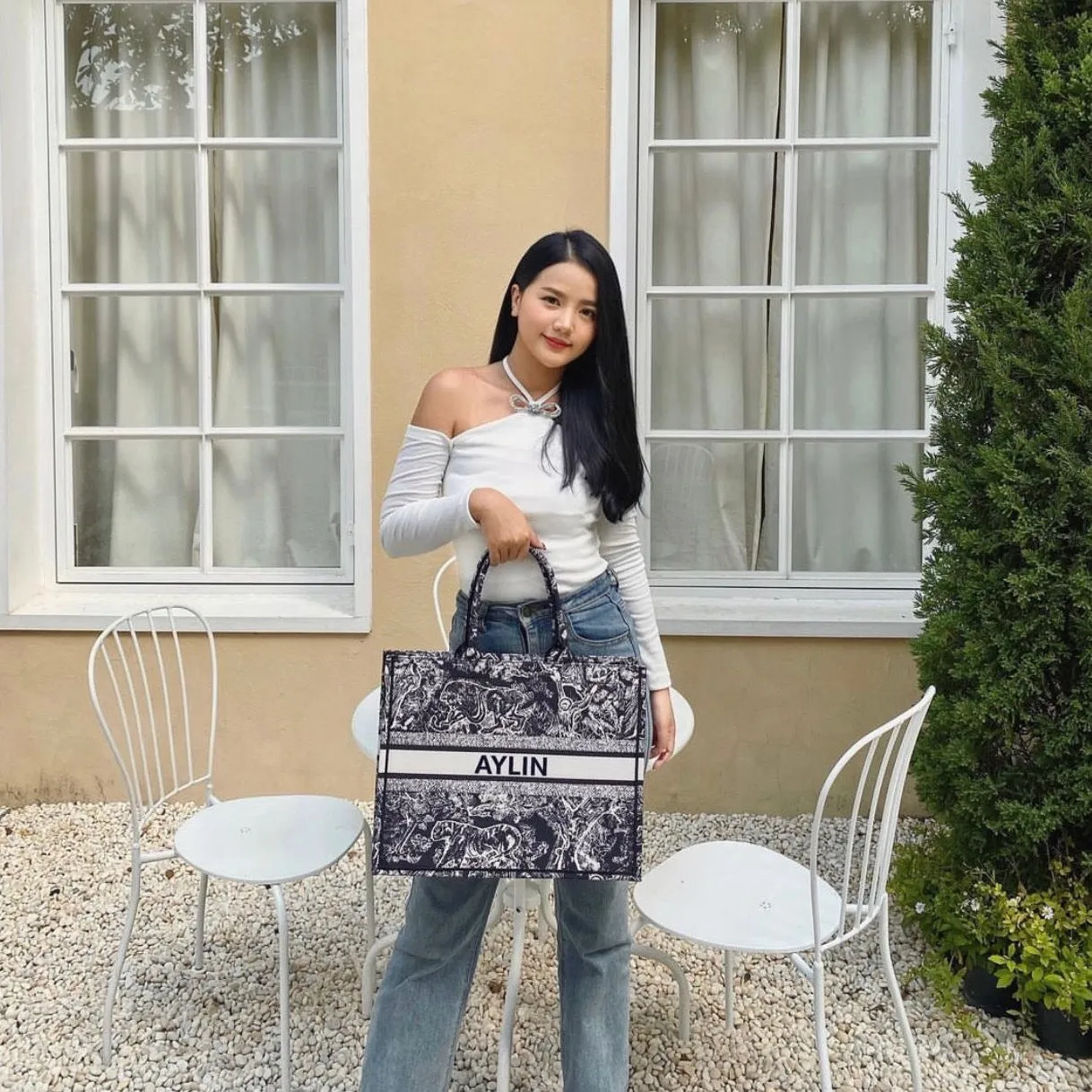 Embroidered Book Tote