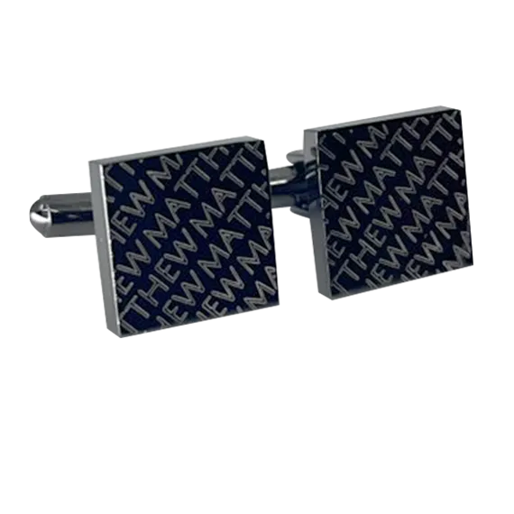 Engraved Diagonal Striped Gunmetal Cuffs