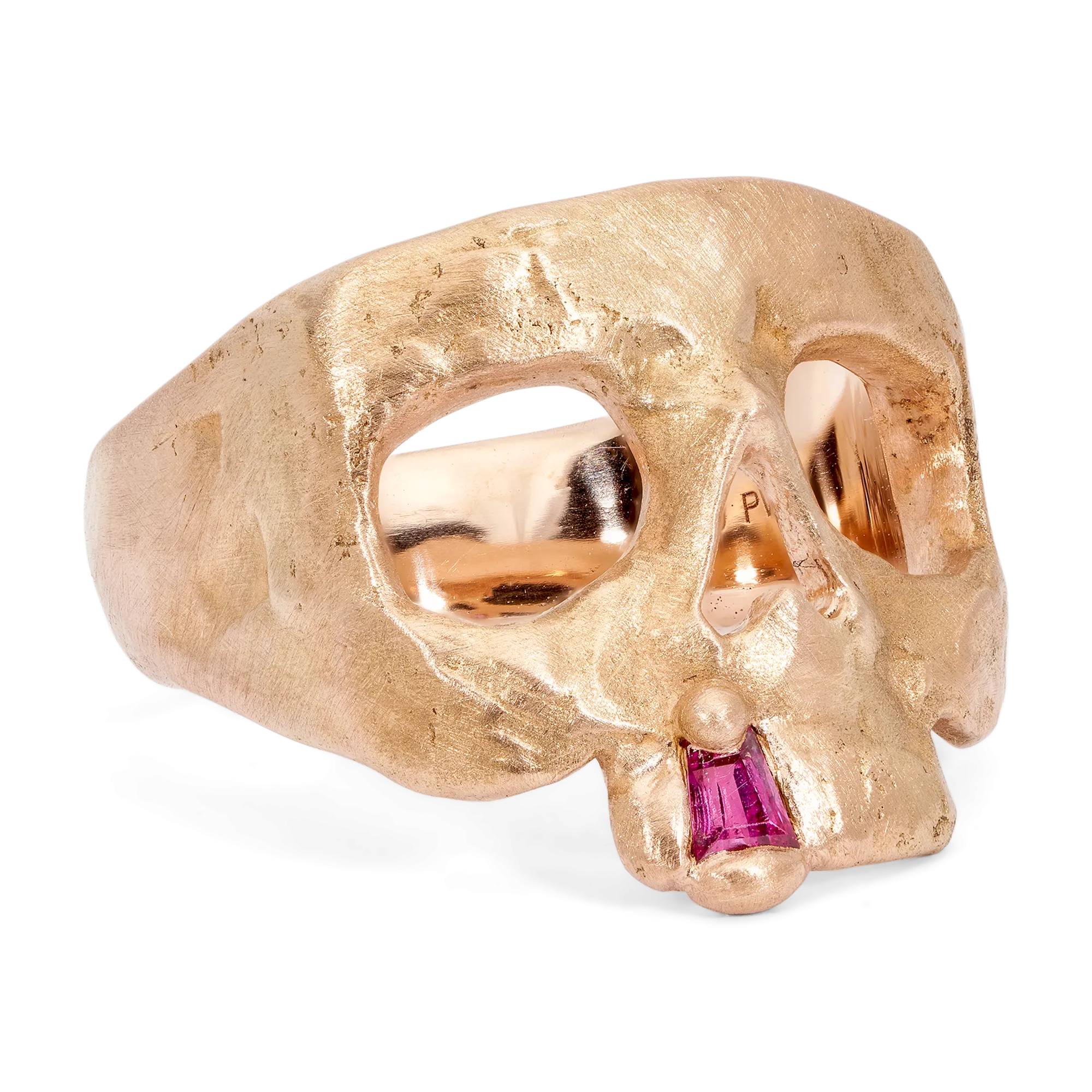 Extra Small Snaggletooth Skull Ring in Rose - Made to Order