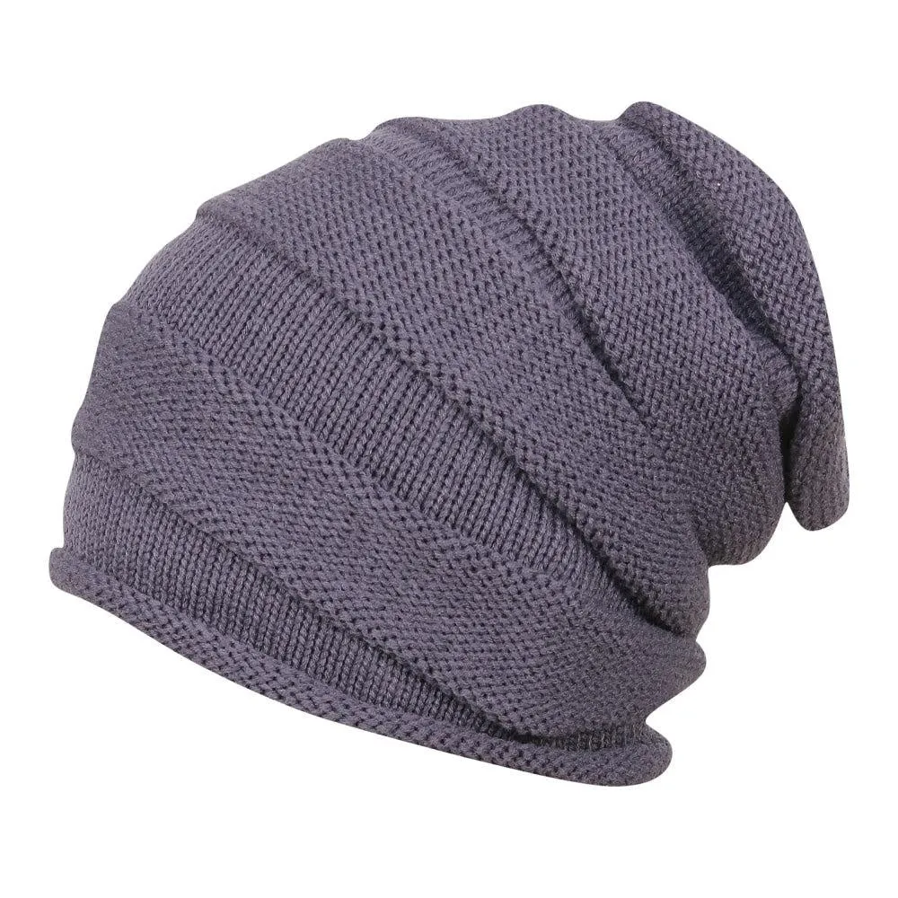 FabSeasons Unisex Grey Acrylic Woolen Slouchy Beanie Cap for