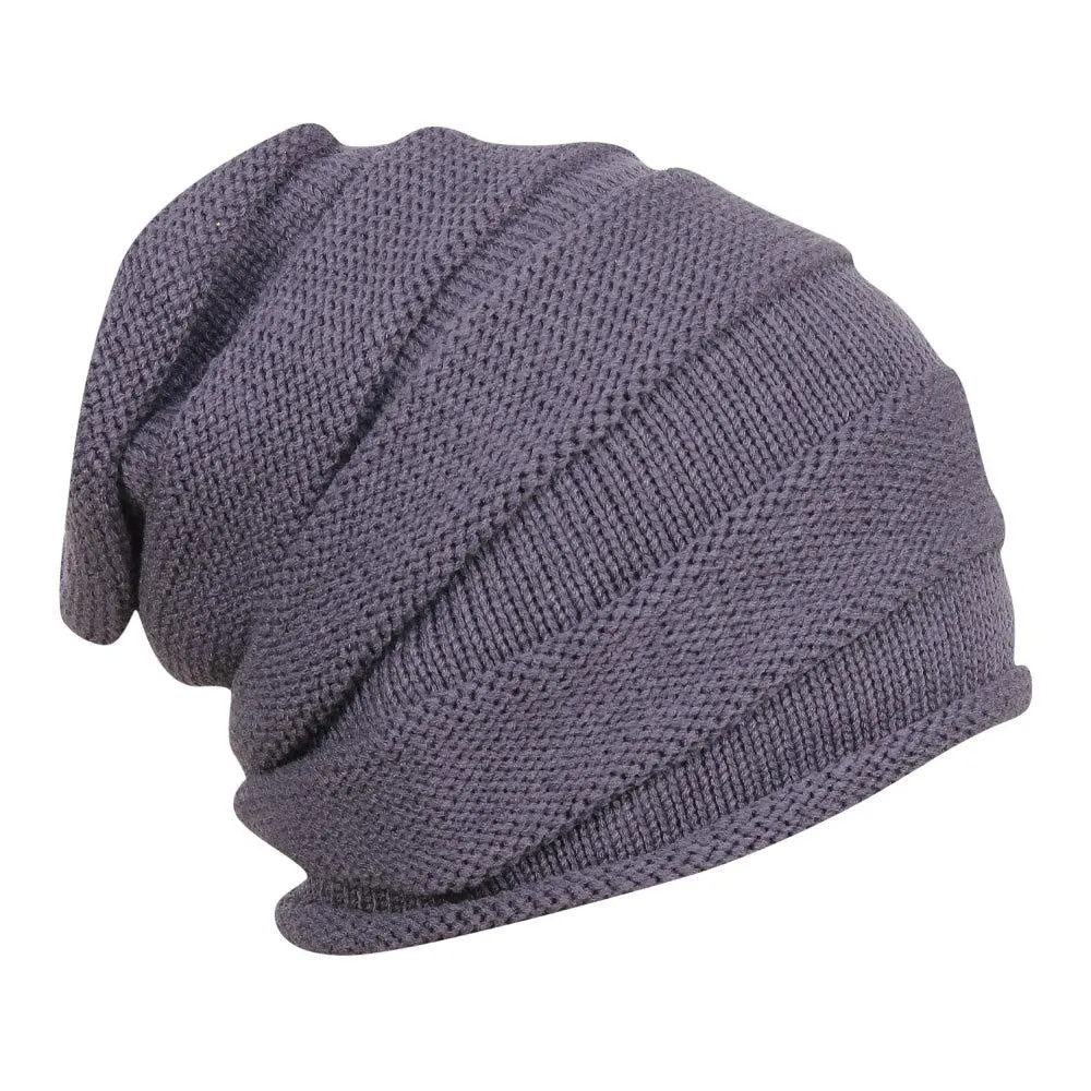 FabSeasons Unisex Grey Acrylic Woolen Slouchy Beanie Cap for