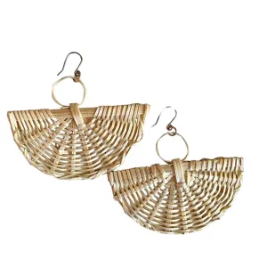 Fan bohemia style rattan earrings