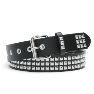 Fashion Square Beads Rivets Jeans Belt / Goth Leather Buckle Belt