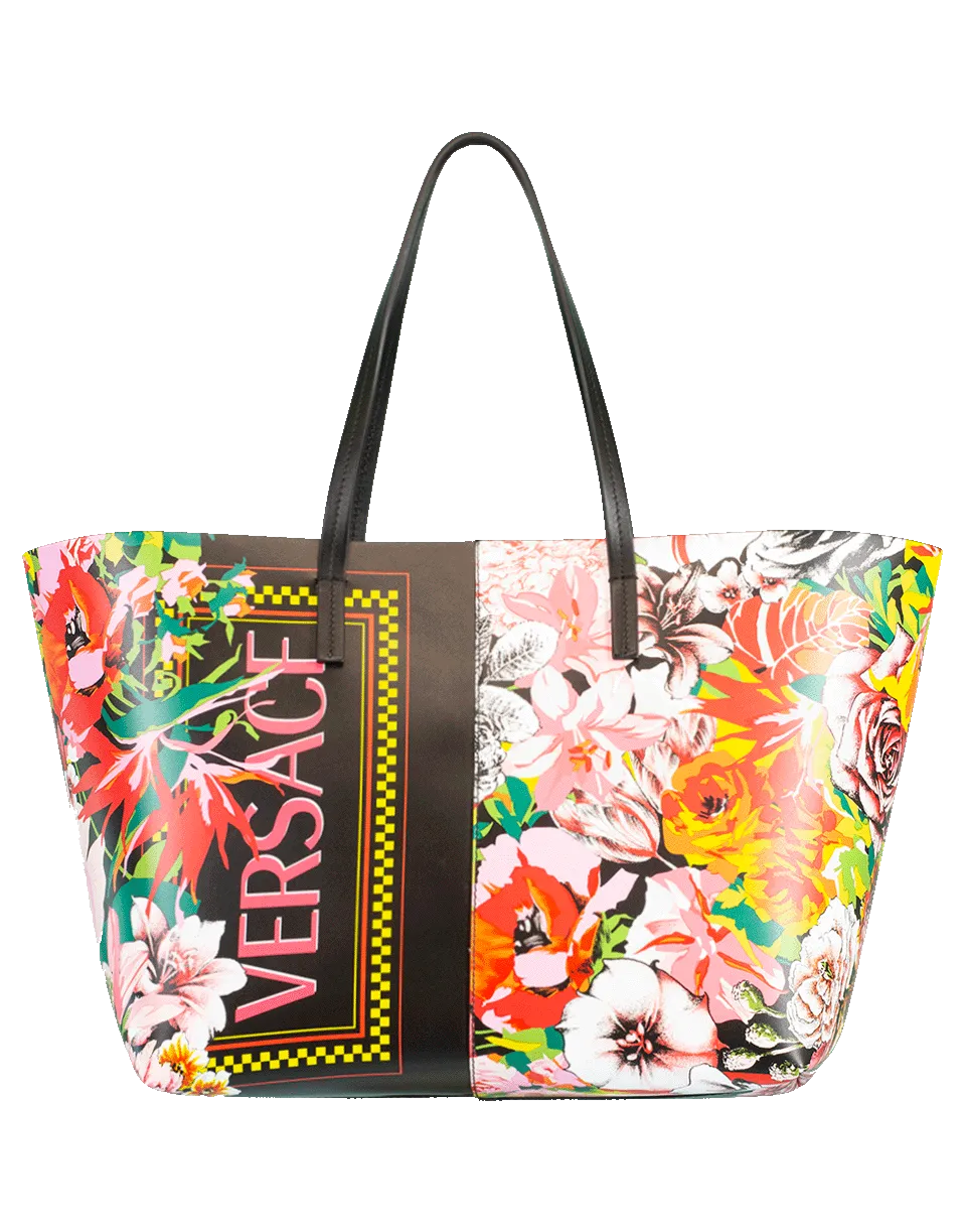 Floral Versace Logo Tote