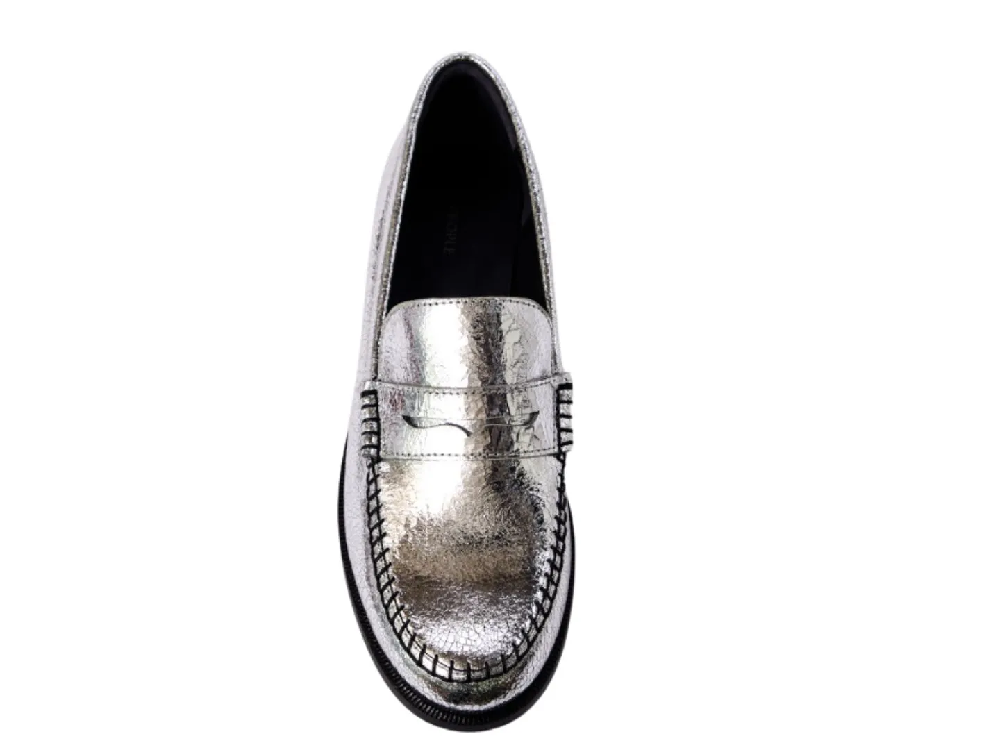 Free People: Blanket Stitch Loafer in Pale Pewter Leather