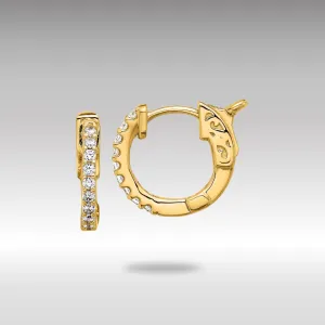 Gold 0.18ct 18-1.3mm Round Hoop with Safety Clasp Diamond Earrings - Model XE3251AA