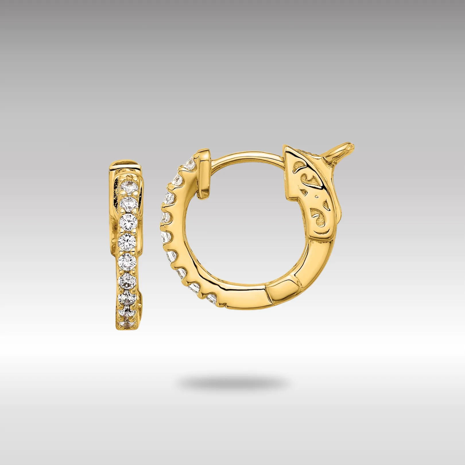 Gold 0.18ct 18-1.3mm Round Hoop with Safety Clasp Diamond Earrings - Model XE3251AA