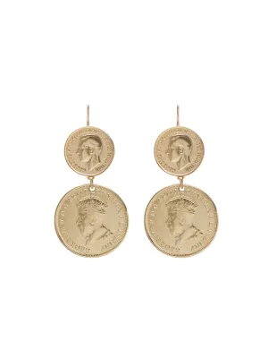 Gold Double Coin Earrings