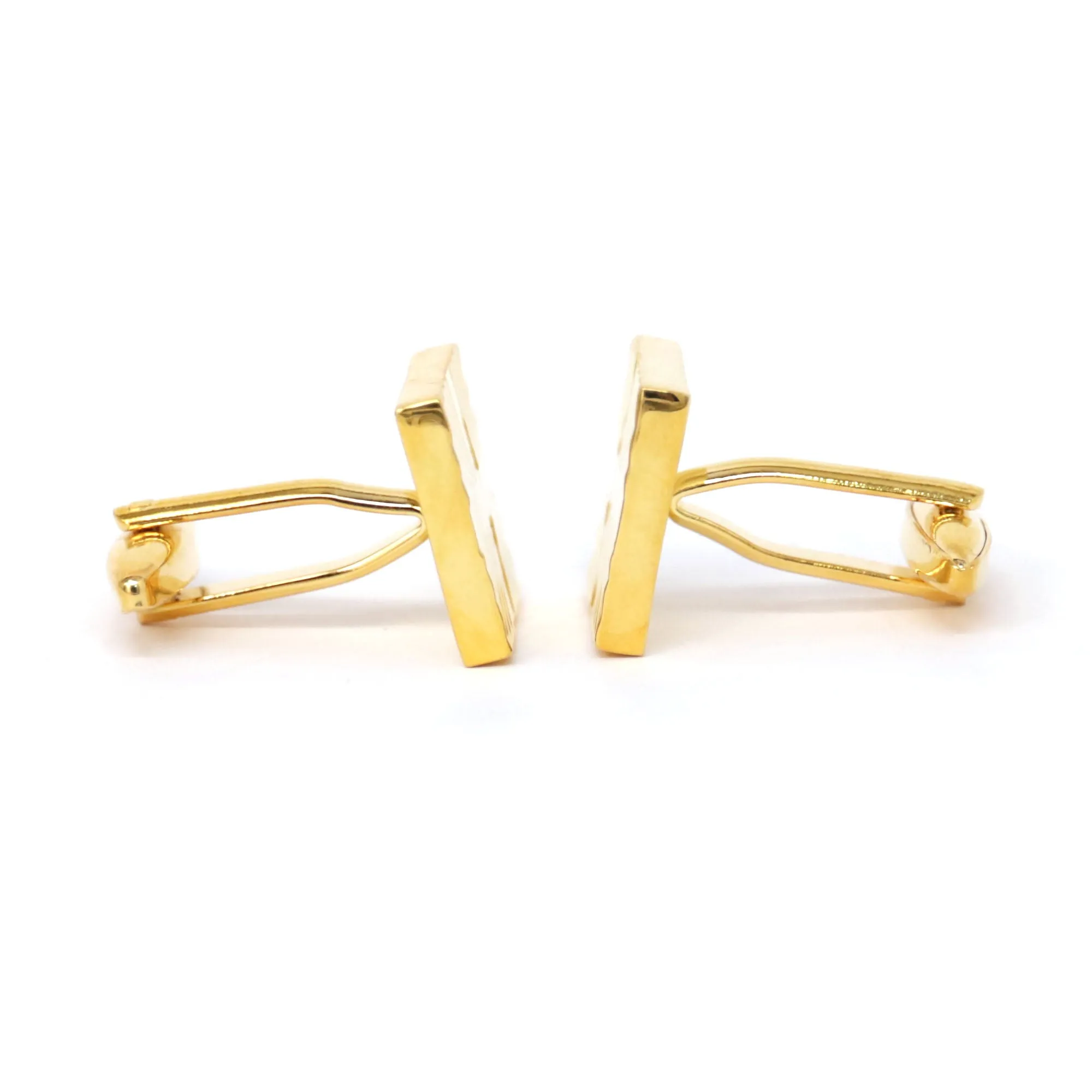 Gold Rectangle Cross Cufflinks