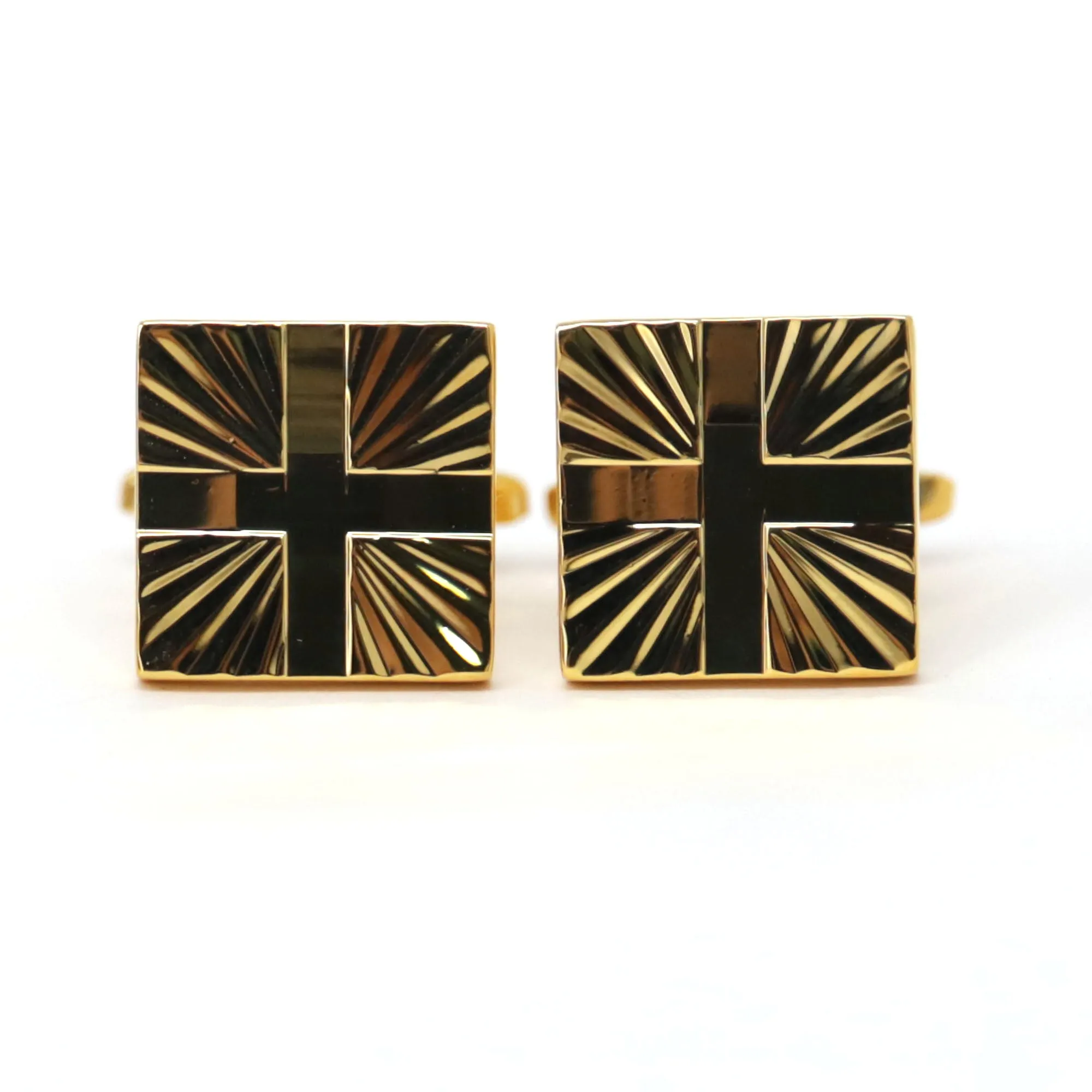 Gold Rectangle Cross Cufflinks