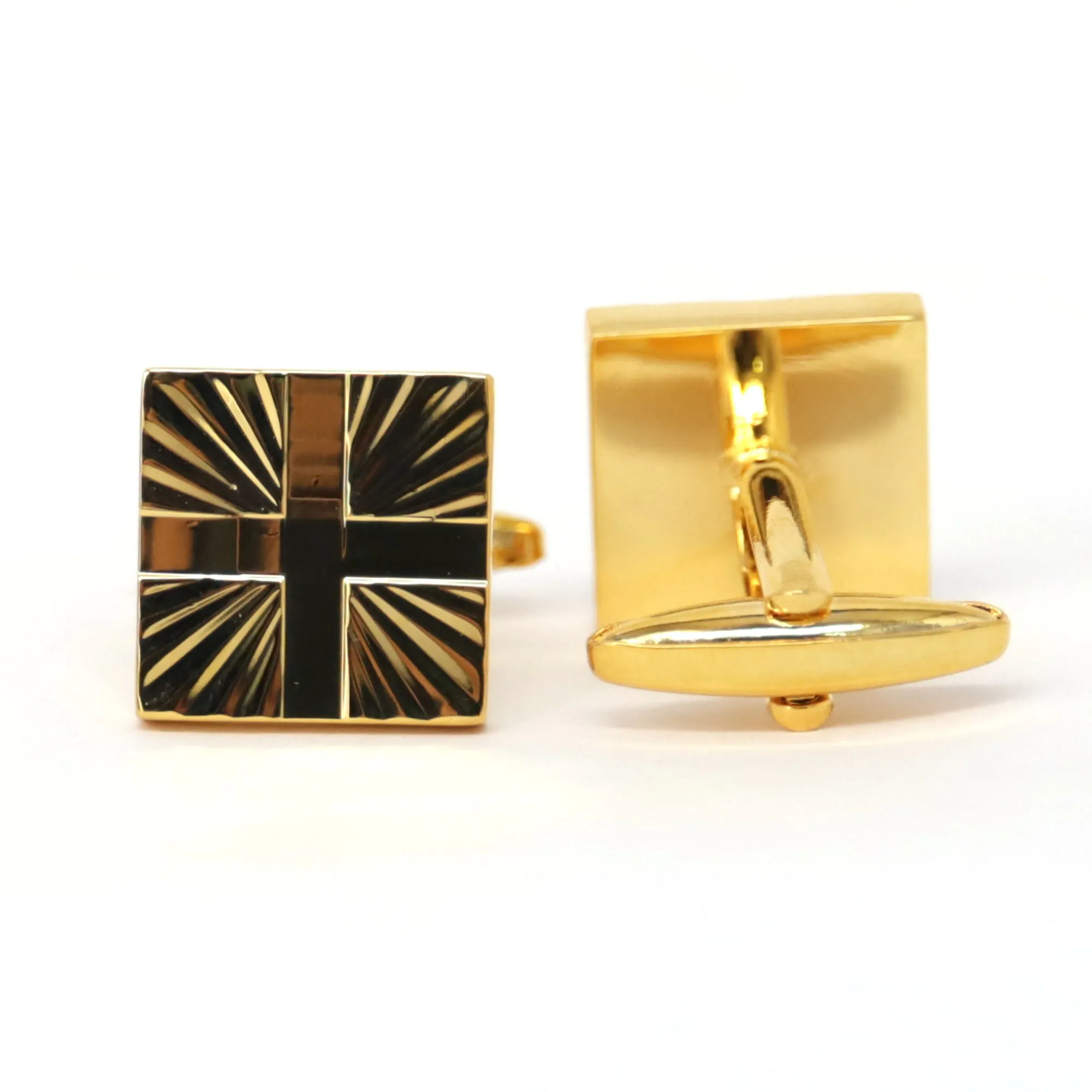 Gold Rectangle Cross Cufflinks