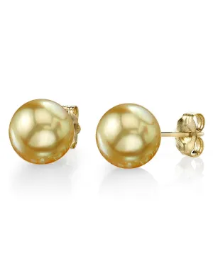 Golden South Sea Pearl Stud Earrings, 12.0-13.0mm