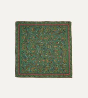 Green Summer Tigers Print Wool-Silk Square Scarf