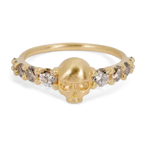 Grey Diamond Love Dusk Skull Ring - Made to Order