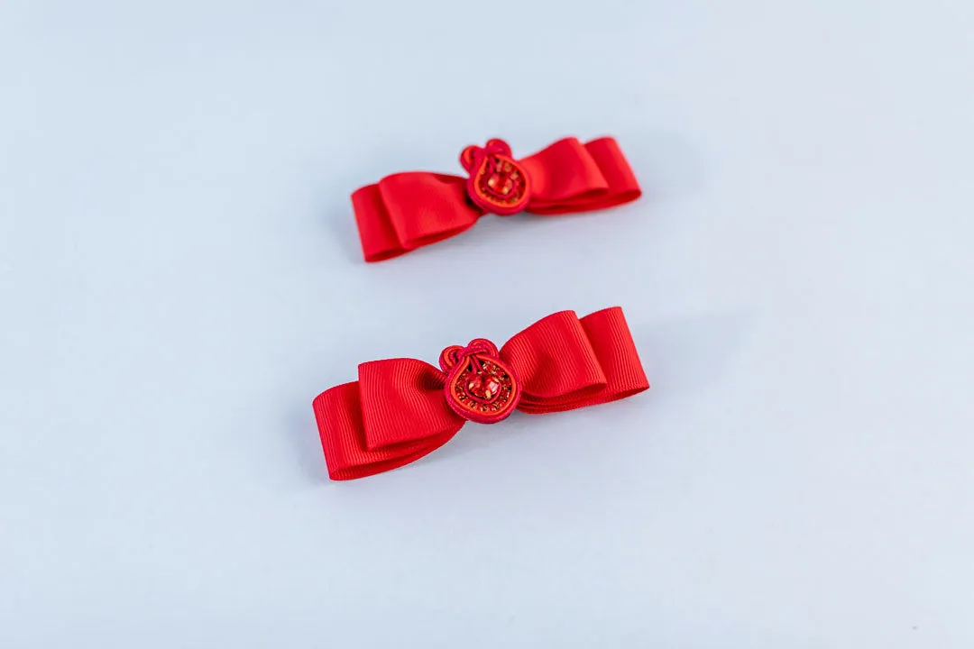 Handmade Soutache Hair Bow Clips