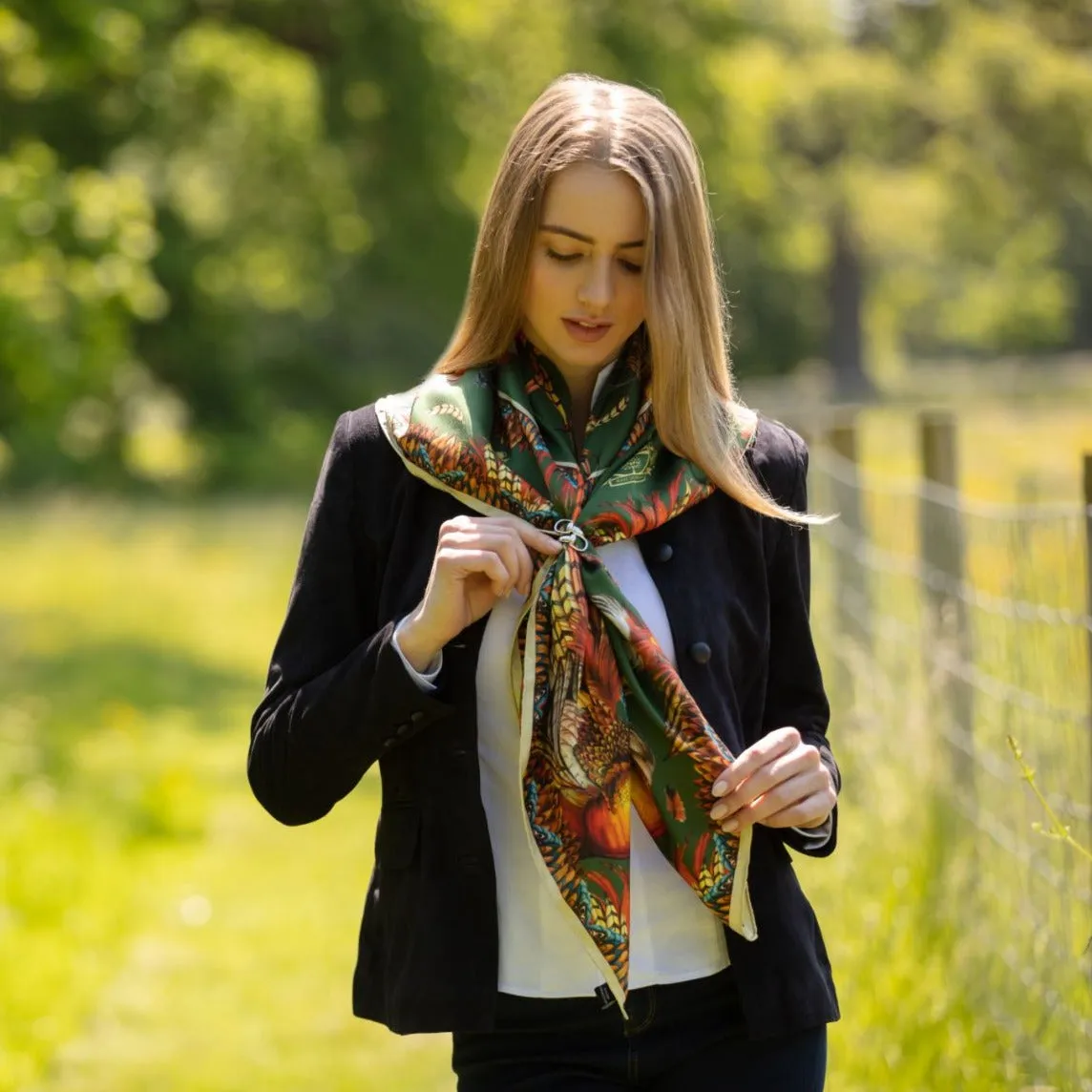 Heads or Tails Khaki Large Square Silk Scarf