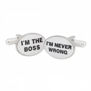 I'M THE BOSS I'M NEVER WRONG CUFFLINKS