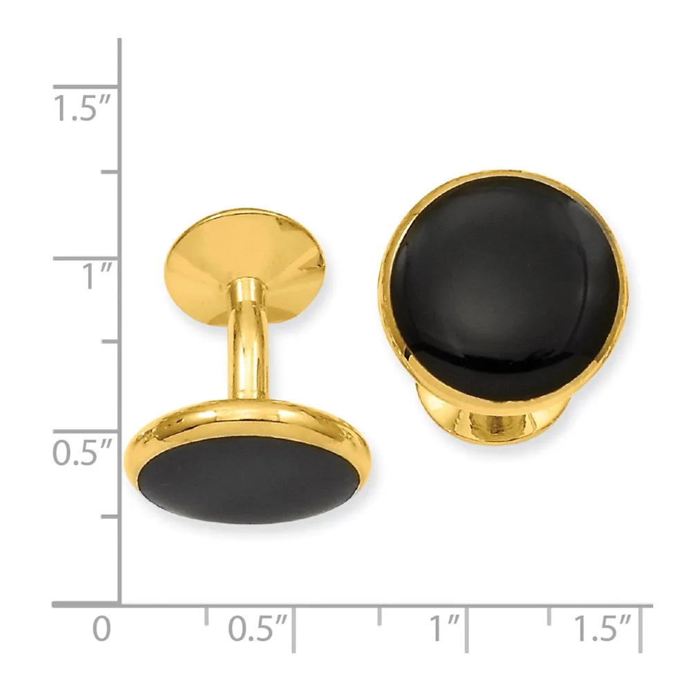 Kelly Waters Gold-plated Black Epoxy Round Cuff Links