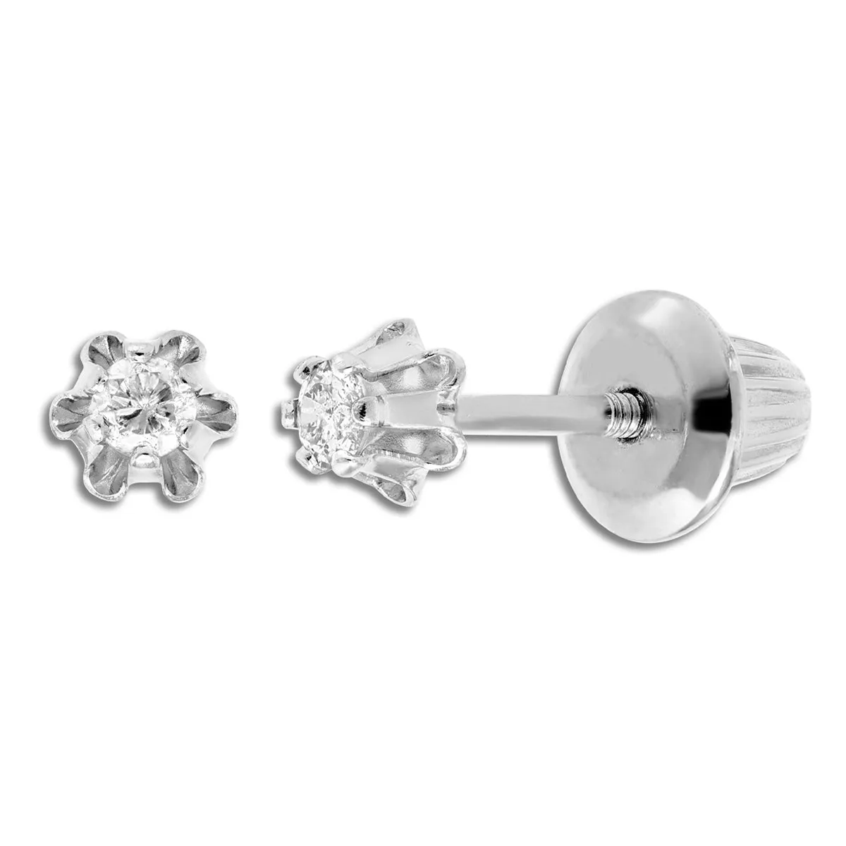 Kiddie Kraft 14KT White Gold 1/12 CTW Round Diamond Childrens Stud Earrings