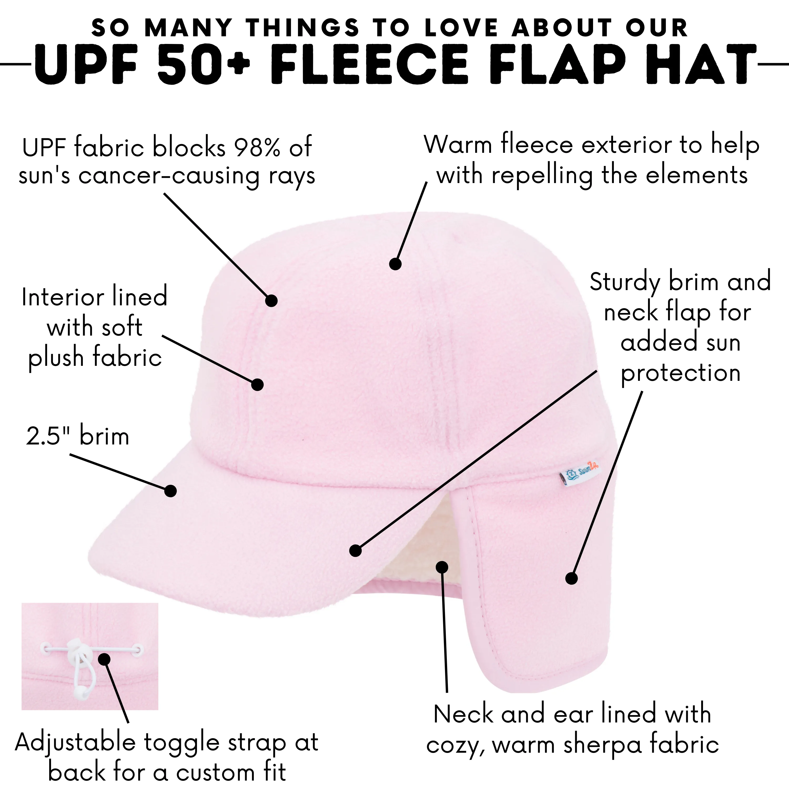 Kids Frosty Fleece Winter Flap Hat - Frosted Pink