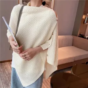 Knitted Cape Shawl Blouse