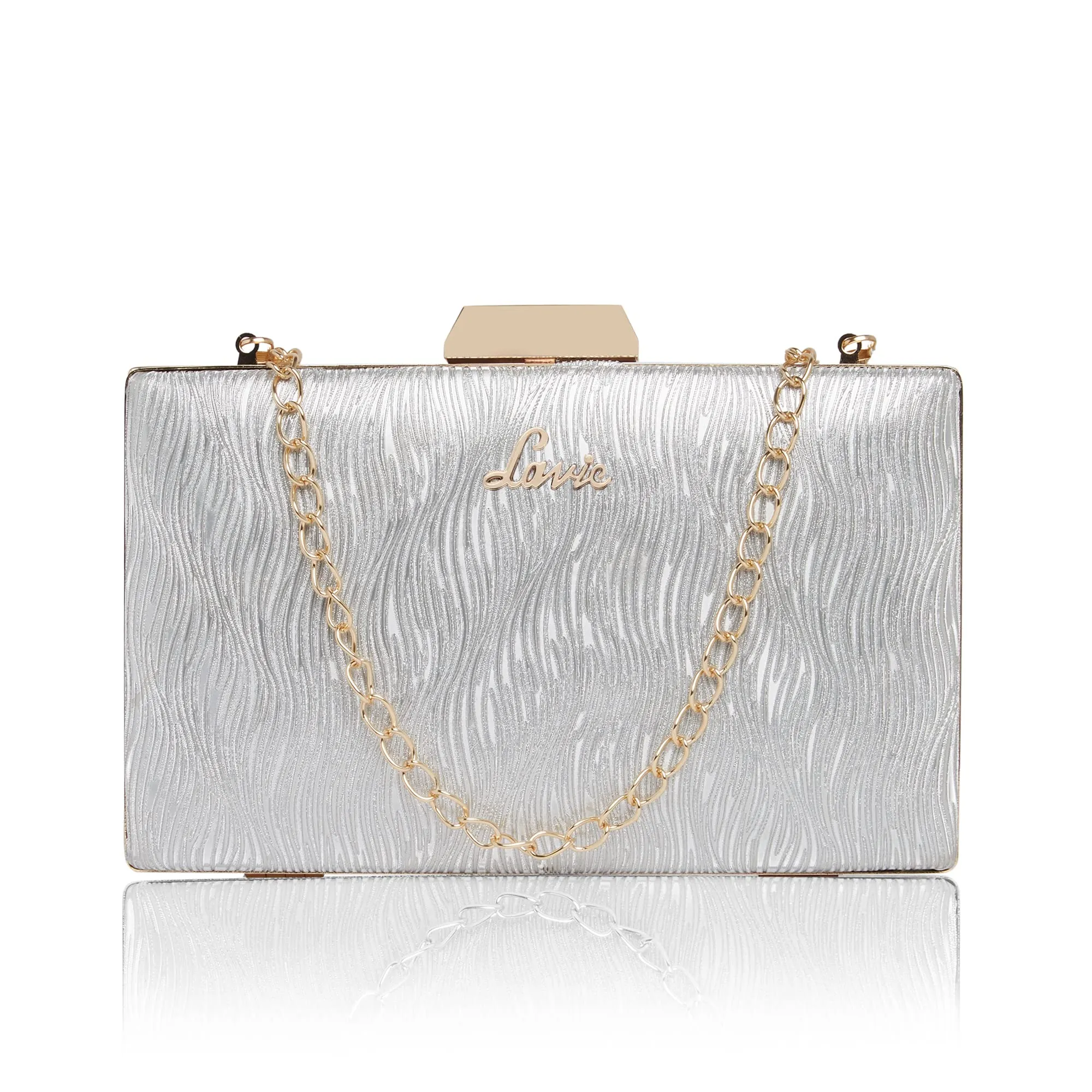 Lavie Women's Glitz Framed Clutch Silver Ladies Purse Handbag