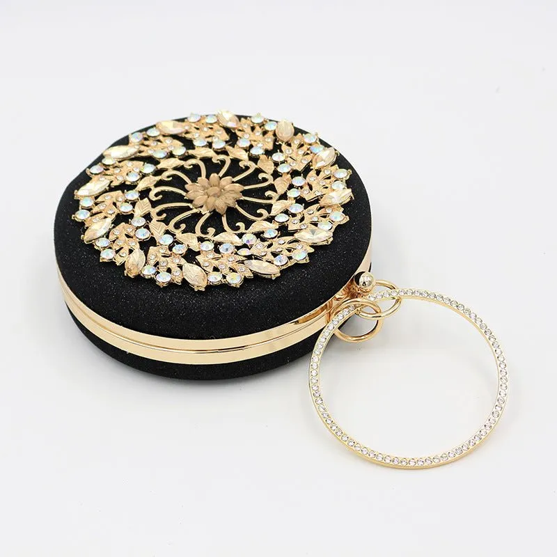 Luxy Moon Round Crystal Clutch Women's Mini Handbag Evening Clutch Bag