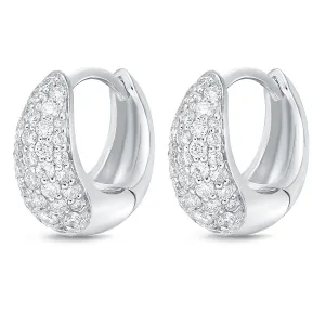 Memoire 18k White Gold Drop Shape Huggie Hoop Diamond Earrings