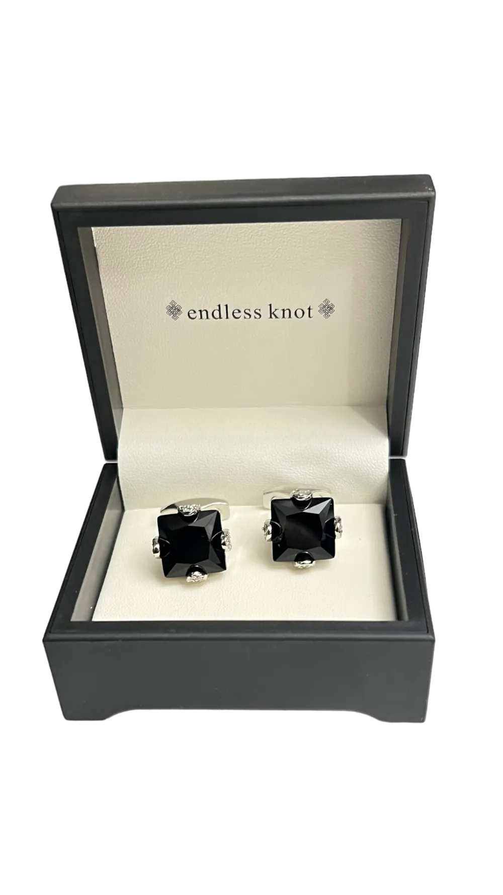 Men's black diamonds cufflinks sliver stainless steel