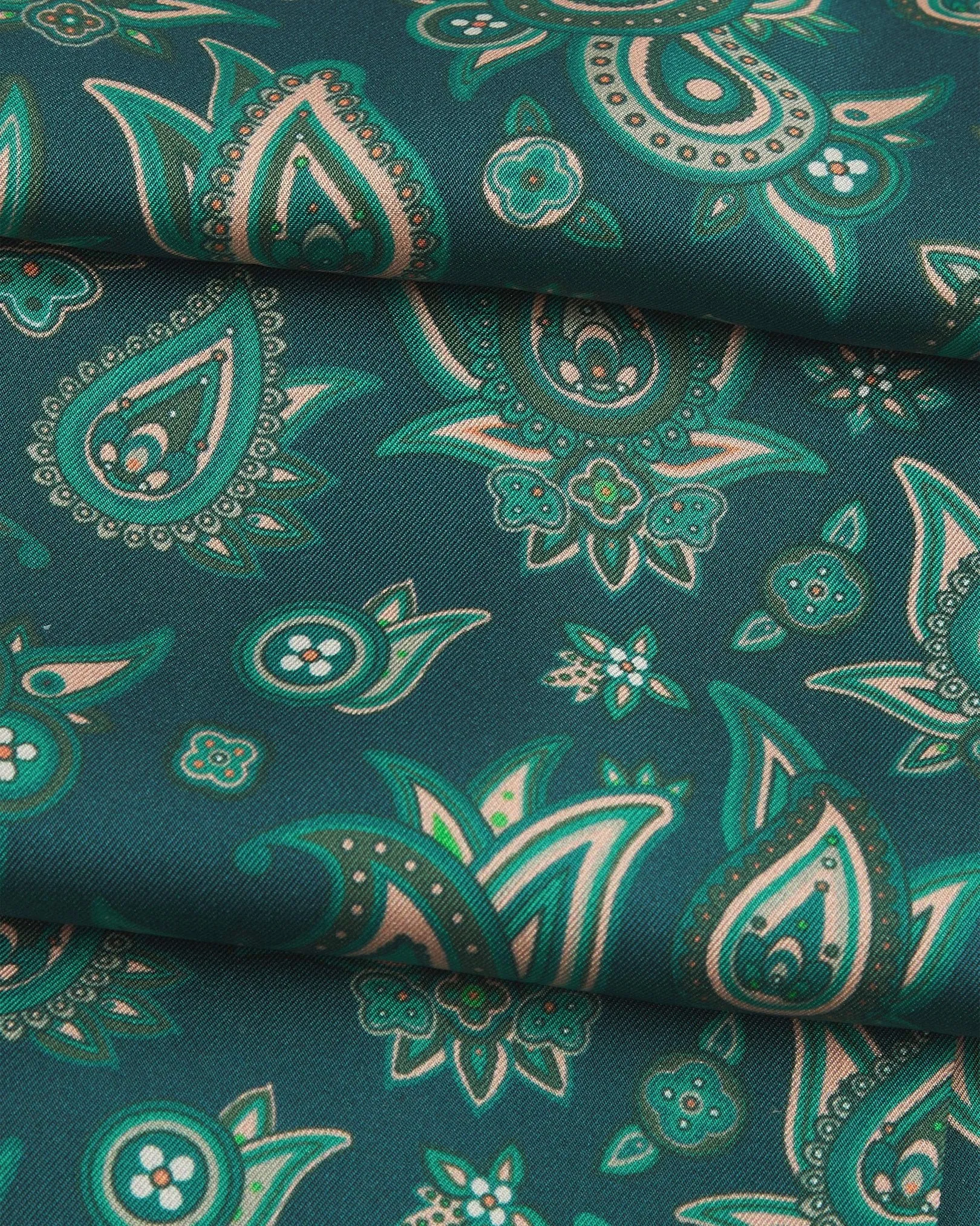 Men's Silk Aviator Scarf in Emerald Paisley - The Grassmere