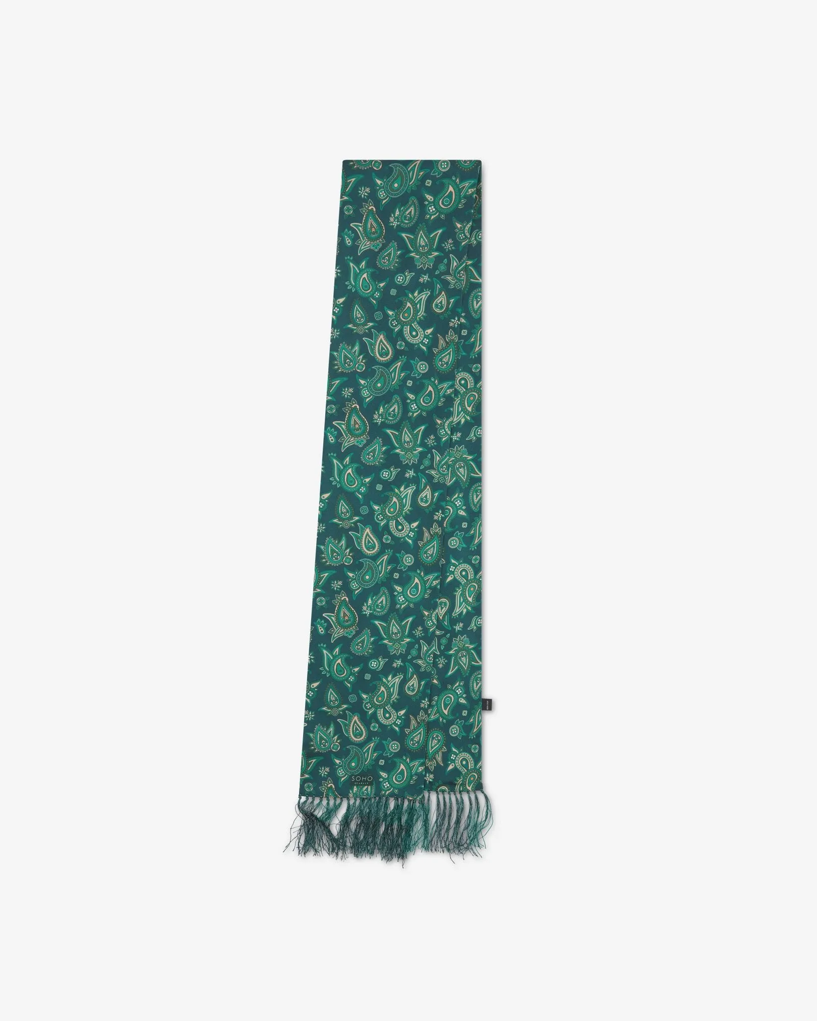 Men's Silk Aviator Scarf in Emerald Paisley - The Grassmere