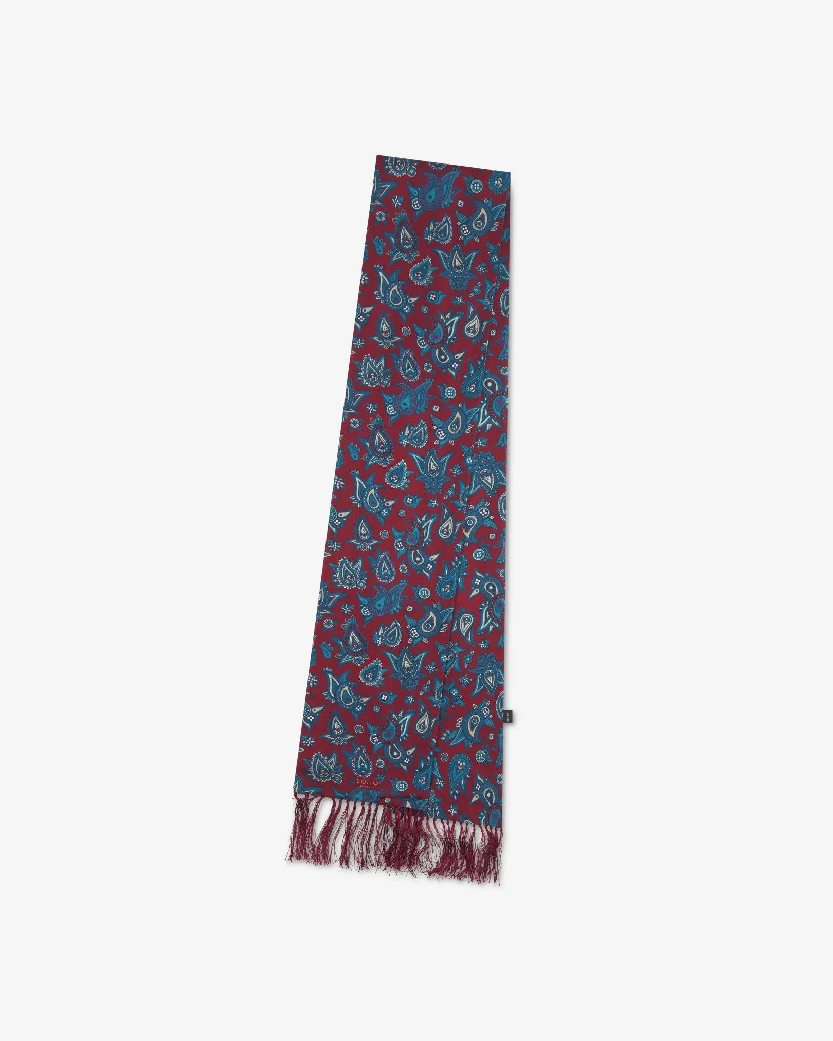 Men's Silk Aviator Scarf in Rust Paisley - The Grassmere