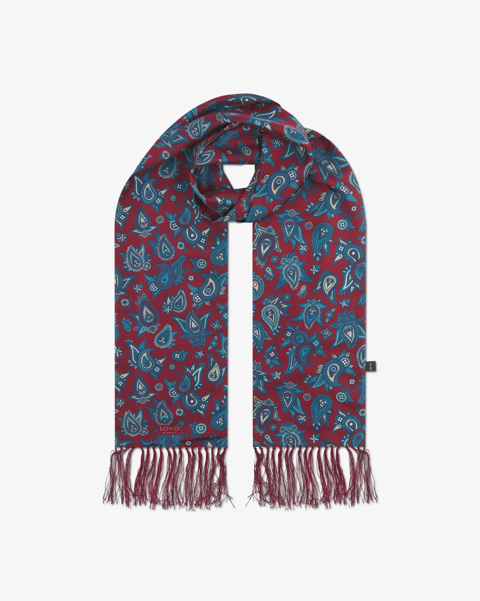 Men's Silk Aviator Scarf in Rust Paisley - The Grassmere