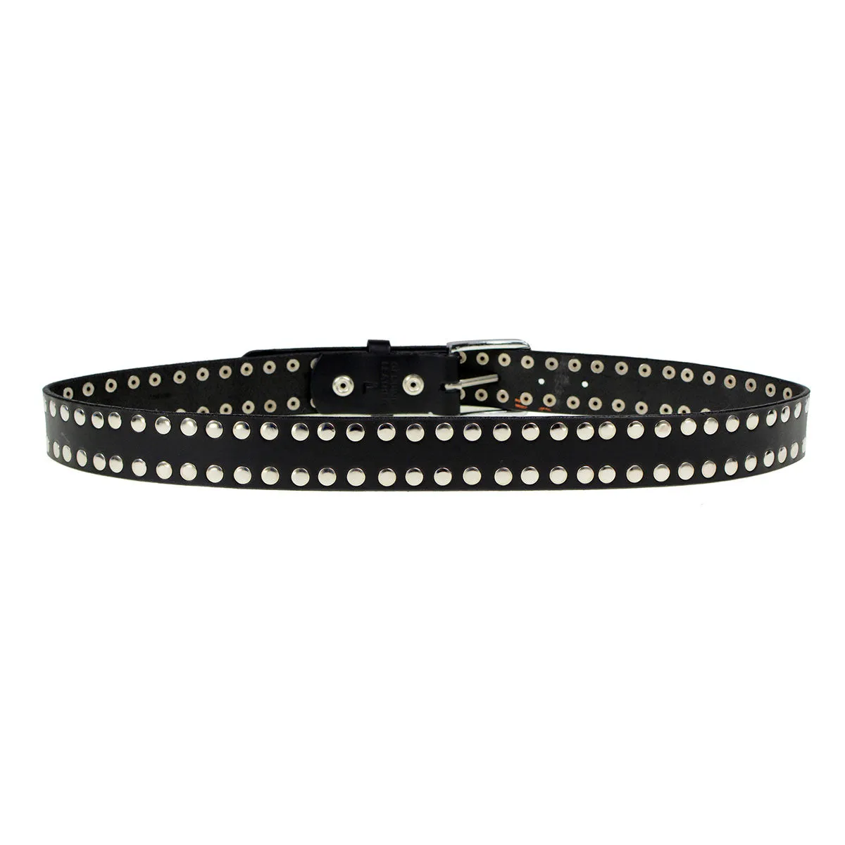 Milwaukee Leather MP7100 Men's Studded Black Genuine Leather Belt for Biker with Buckle - 1.5 inches Wide