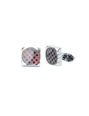 Modern Checkerboard Cufflinks in Silver