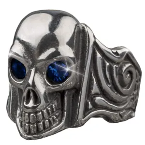 Ole Blue Eyes Steel Skull Ring