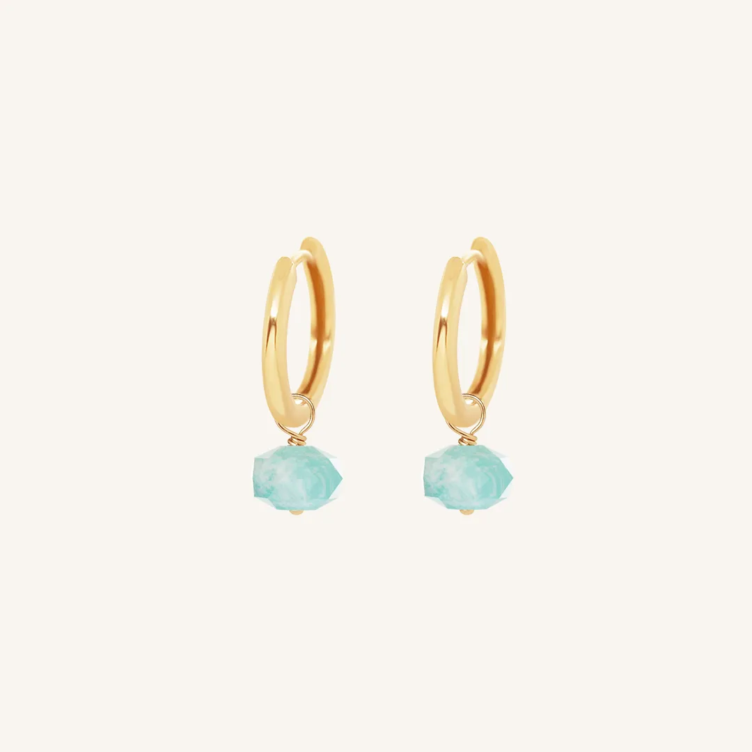 Opulent Amazonite Plain Hoops - Stone of Courage