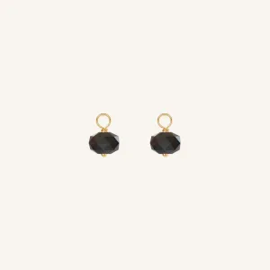 Opulent Black Spinel Hoop Charm - Stone of Mindset (Set of 2)