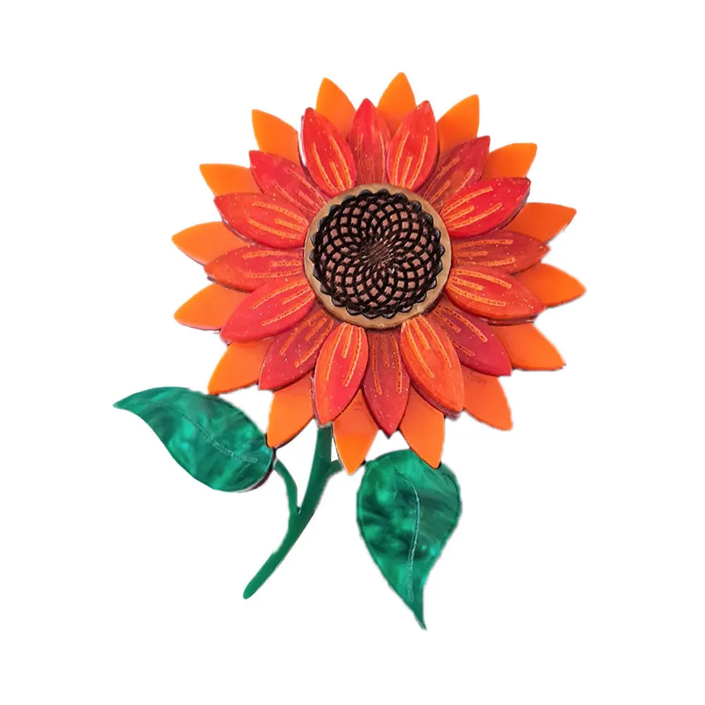 Orange Sunflower Brooch by Cherryloco