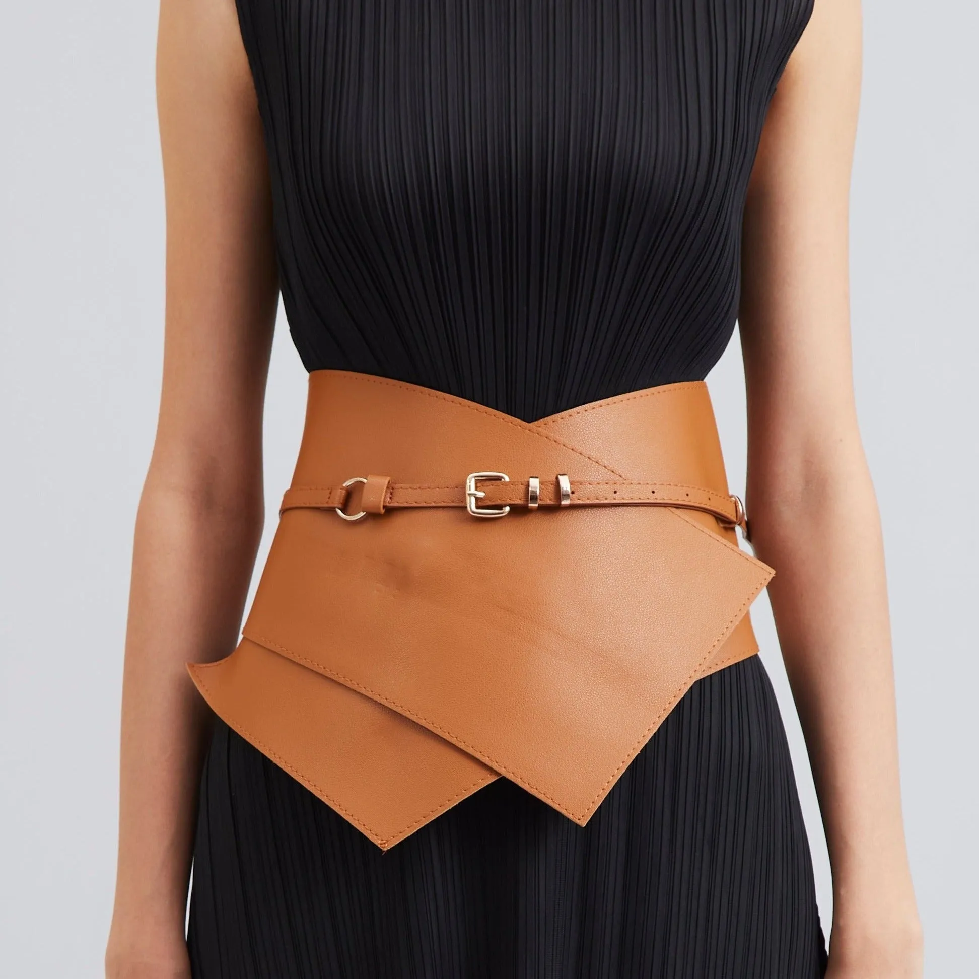 Overlap Wrap Corset Belt - Tan