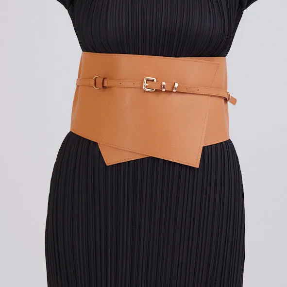 Overlap Wrap Corset Belt - Tan