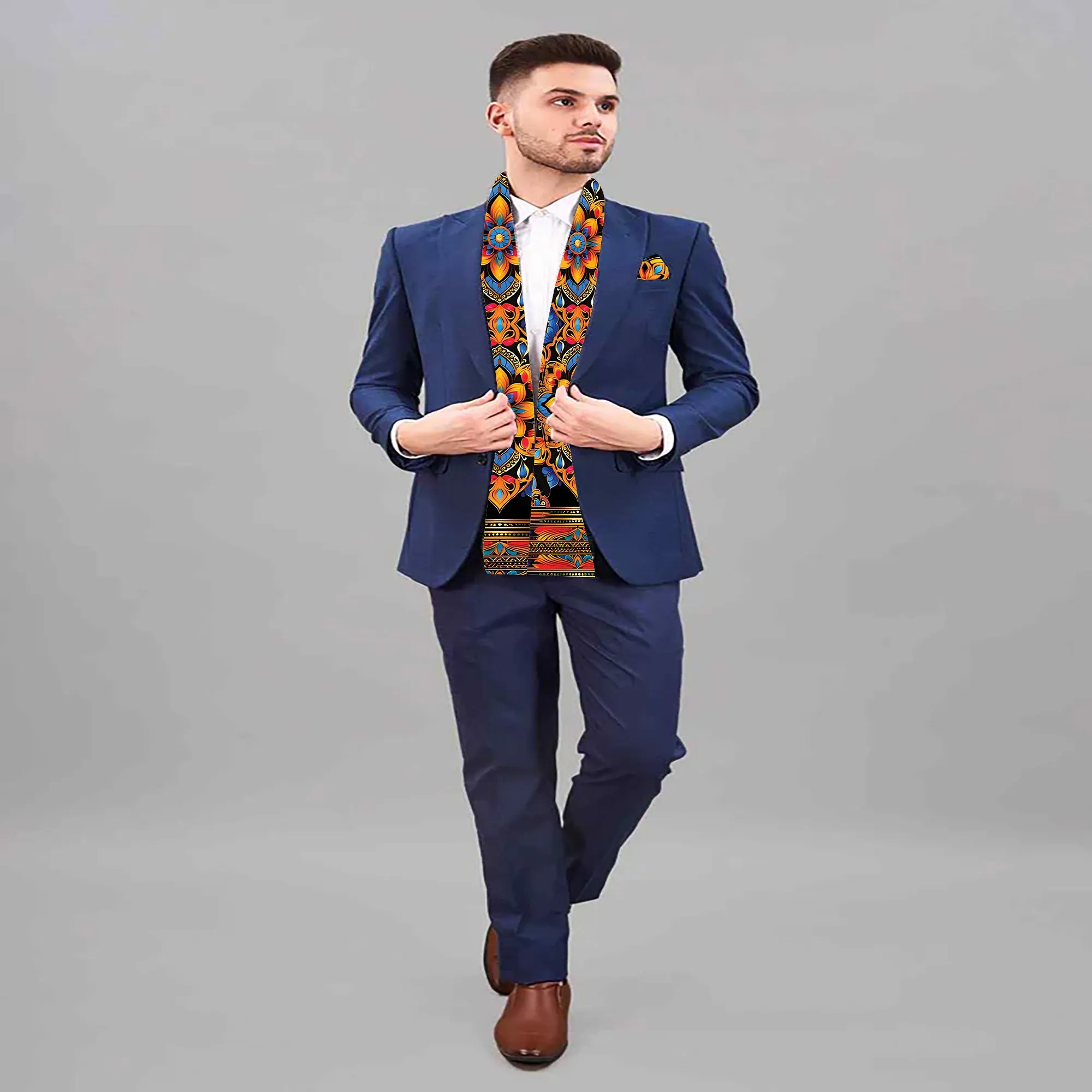 PAKISTANI BRAND SCARF AND POCKET SQUARE SET -  VERSACE BAROQUE