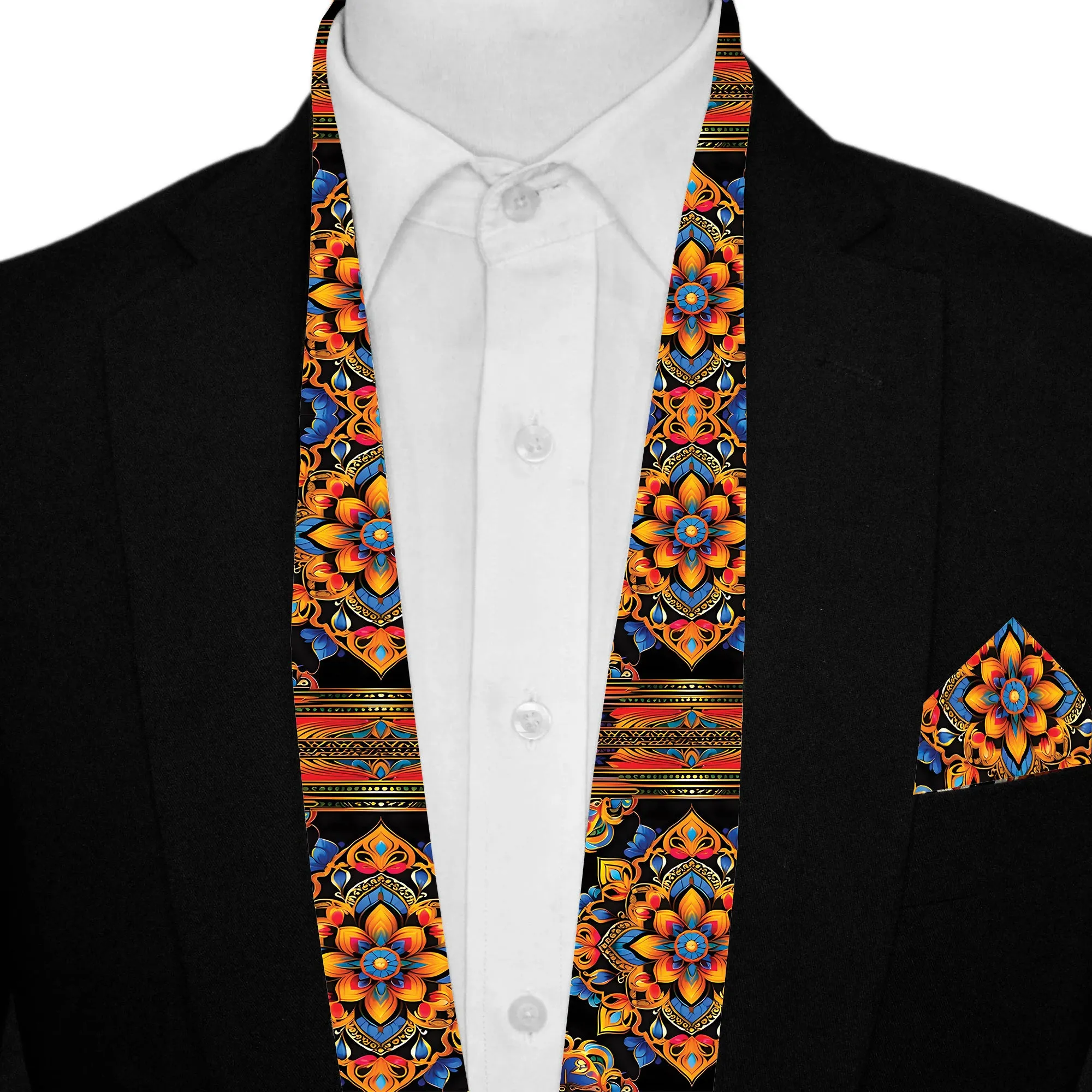 PAKISTANI BRAND SCARF AND POCKET SQUARE SET -  VERSACE BAROQUE