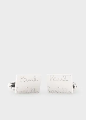 Paul Smith Oversized Signature Logo Cufflinks | Silver